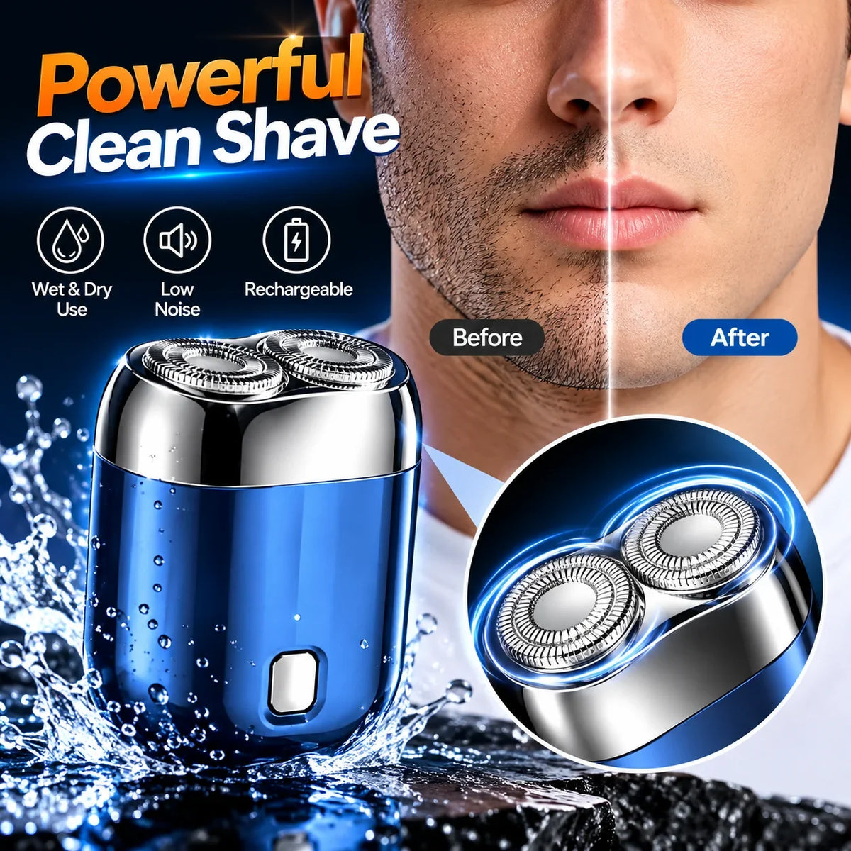 ✨HOT SALE Upgrade Pocket Shaver USB Shavers for Men Rechargeable Waterproof Compact Electric Razor for Home, Car, Travel
