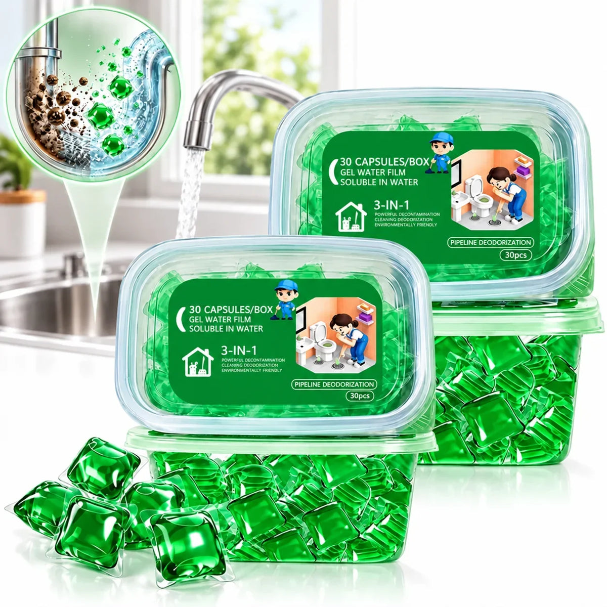 🌿 Avelynis™ Bio-Enzyme Drain Cleaner Pods – Fight Odors & Break Down Buildup