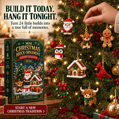 ⏰ Last day to save 49% – 🎄 24-Day Mini Christmas Ornament Advent Calendar | 24 unique festive buildable designs with hanging loops—perfect for decorating Christmas trees, wreaths, and holiday displays 🧱