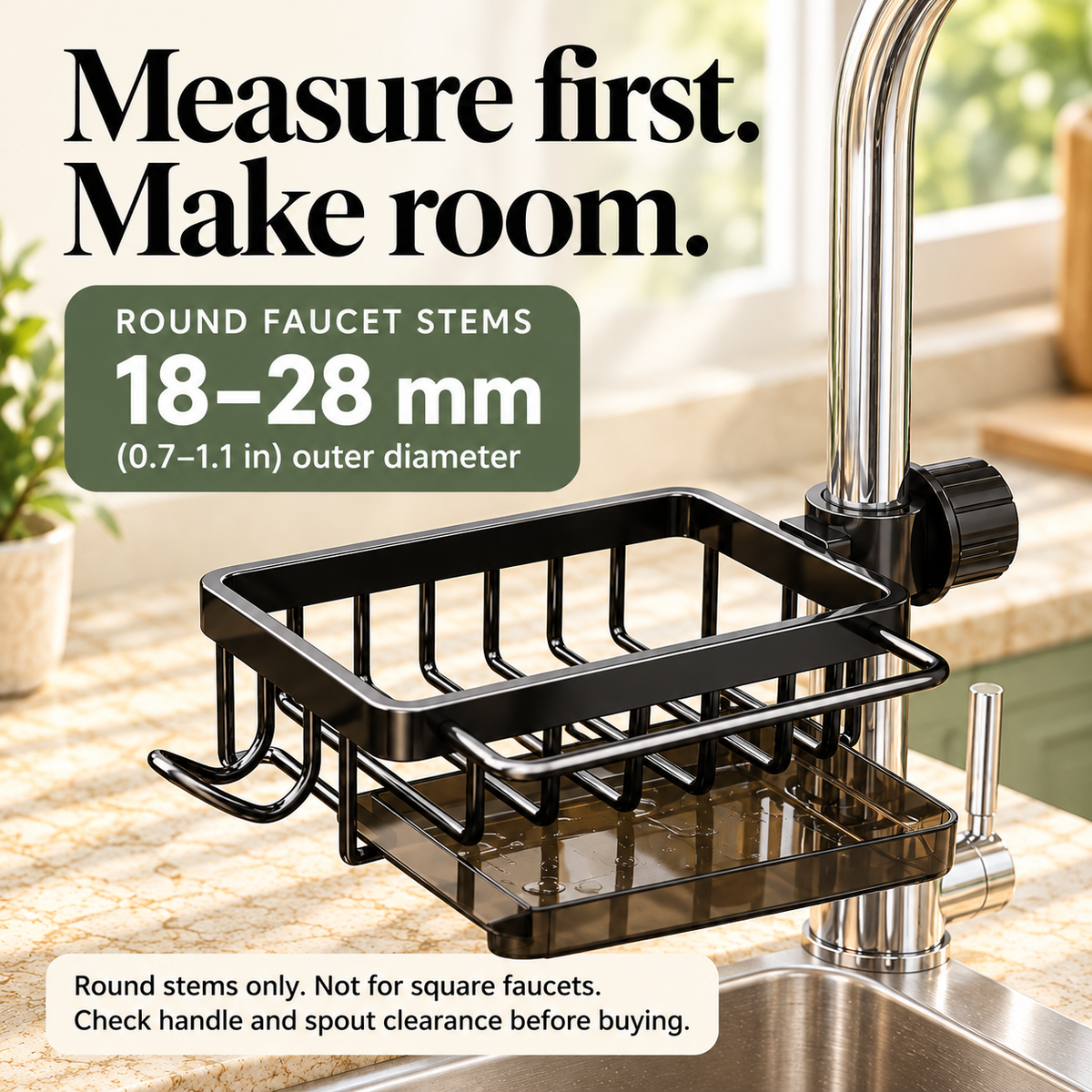 🧽Faucet-Mounted Sink Caddy with Removable Drip Tray