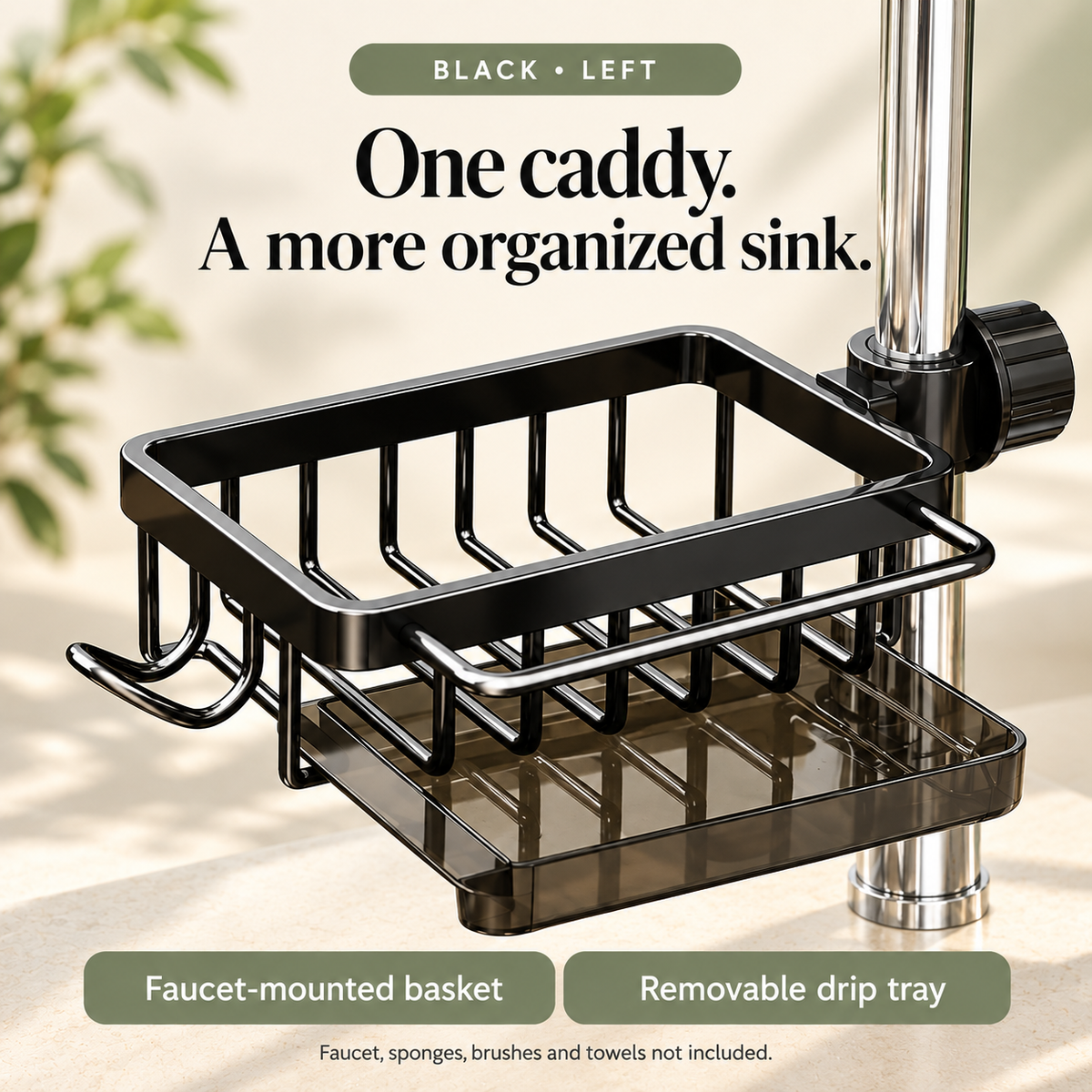 🧽Faucet-Mounted Sink Caddy with Removable Drip Tray