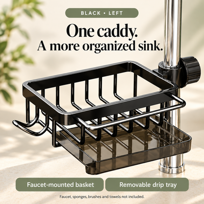 🧽Faucet-Mounted Sink Caddy with Removable Drip Tray