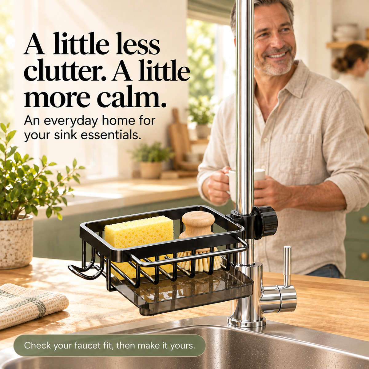 🧽Faucet-Mounted Sink Caddy with Removable Drip Tray