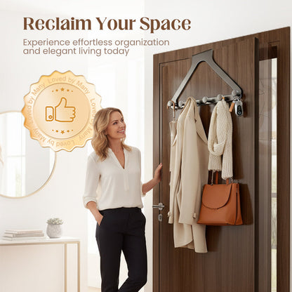 Over-the-Door Triangle Hanging Organizer - No-Drill Slide Installation