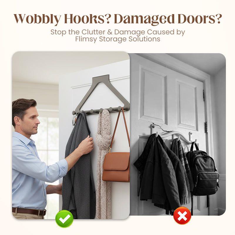 Over-the-Door Triangle Hanging Organizer - No-Drill Slide Installation